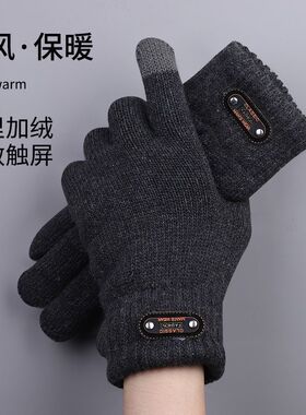 男士手套秋冬季加厚保暖可触屏