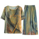 Middle-aged and elderly summer suit plus size grandma short-sleeved suit