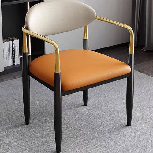 简约现代高级感轻奢主人椅超纤皮酒店餐椅家用茶台靠背椅子洽谈椅 - 图0