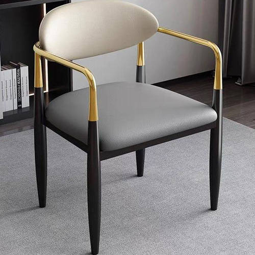 简约现代高级感轻奢主人椅超纤皮酒店餐椅家用茶台靠背椅子洽谈椅 - 图1