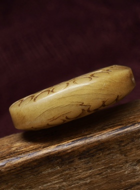 藏传开片老骨材质六芒星手雕件 21.6mm 细节凌厉 西藏老配饰配件