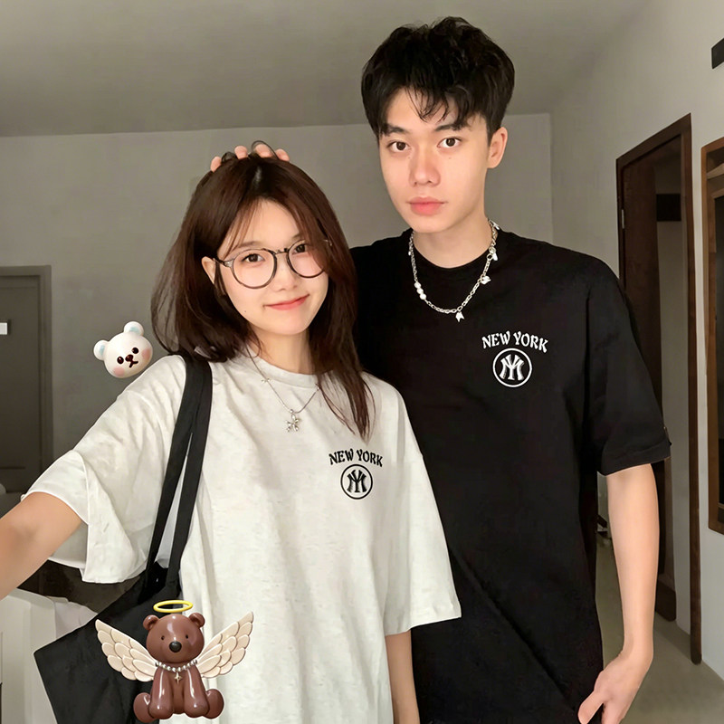 MYJU官方正品夏季情侣纯棉短袖26新款T恤男女潮流圆领短袖成人2A5