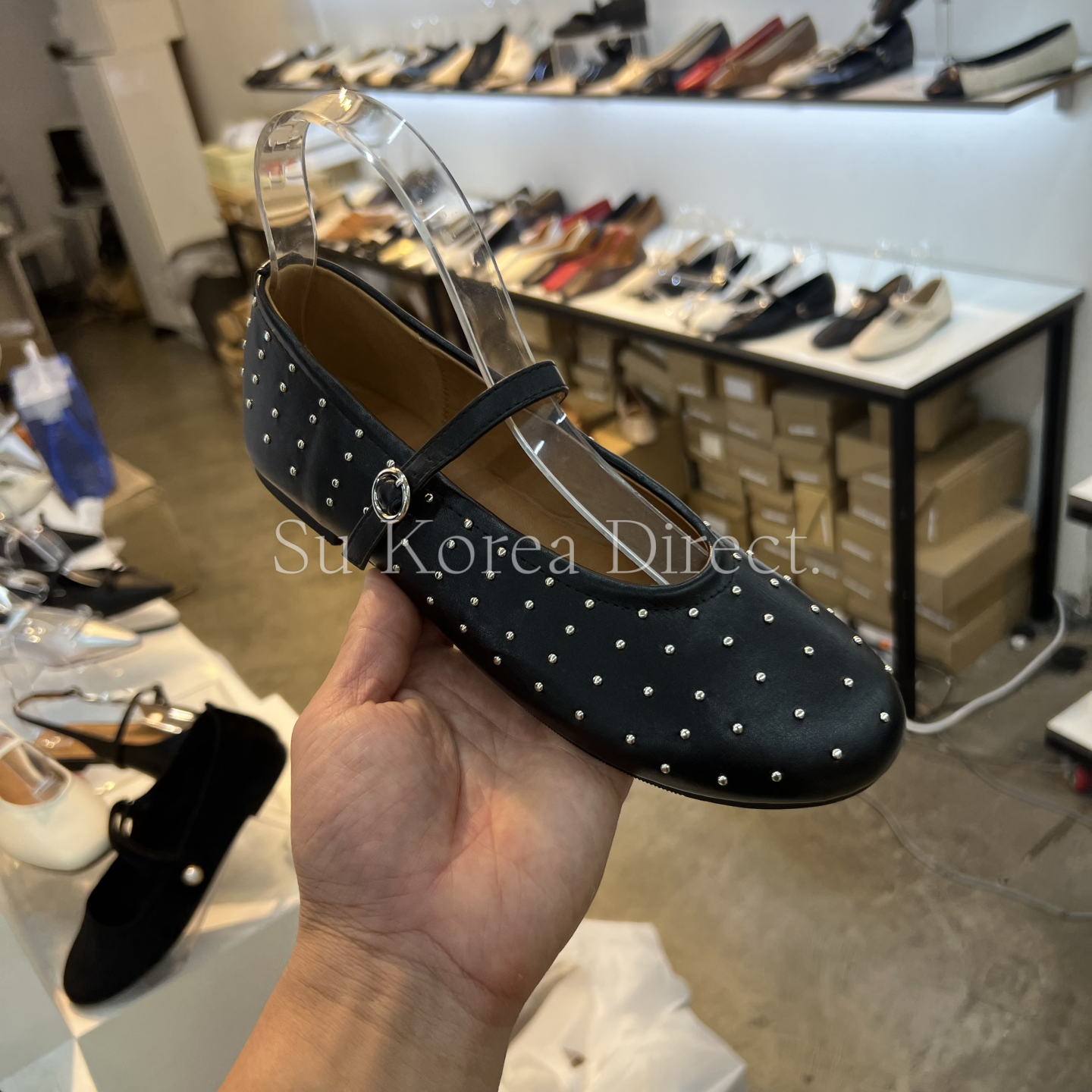 圆头一字带铆钉玛丽珍鞋小小苏东大门秋季新款纯色浅口平底鞋单鞋,淘宝优惠券,粉丝福利购,淘宝优惠卷