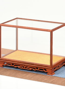 观音展示防尘摆件花瓶底座佛像子透明实木工艺品盒雕刻玻璃罩红木