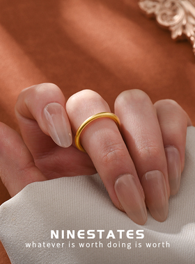 气质食指素圈戒指男女高级感彩金素戒时尚指环小指个性仿黄金尾戒