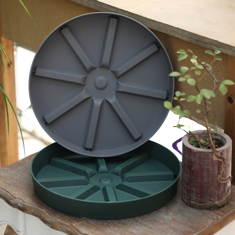 防烂根花盆托盘圆形塑料加厚种花绿植花盘底托无轮底座接水盘花托 - 图1