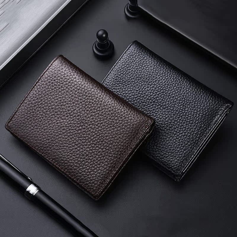 New men's short wallet first layer cowhide vertical - 图1