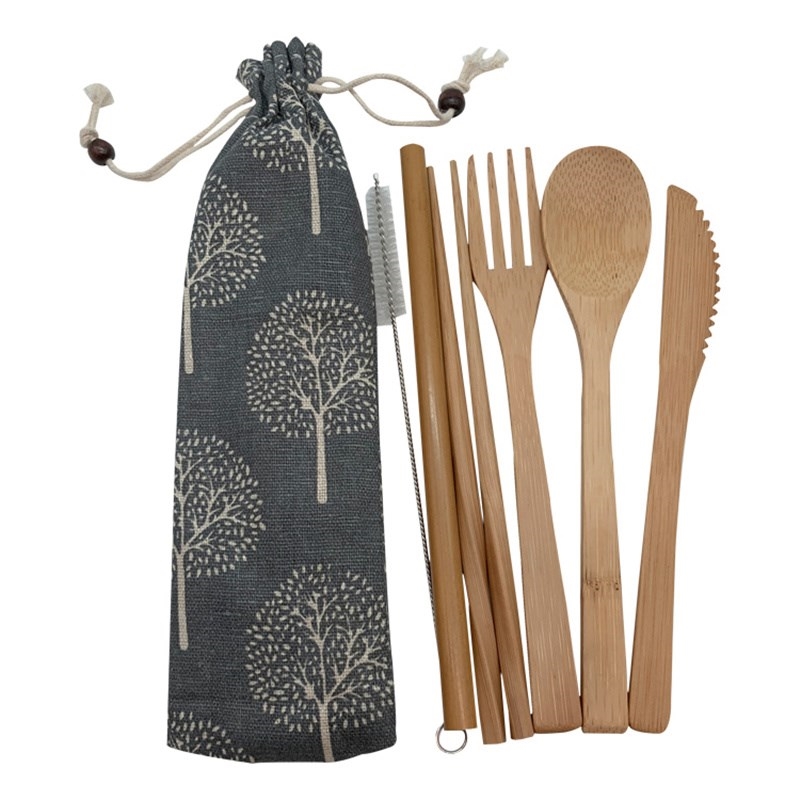 Bamboo Cutlery Set Travel tensils Biodegradable Wooden Dinne - 图0