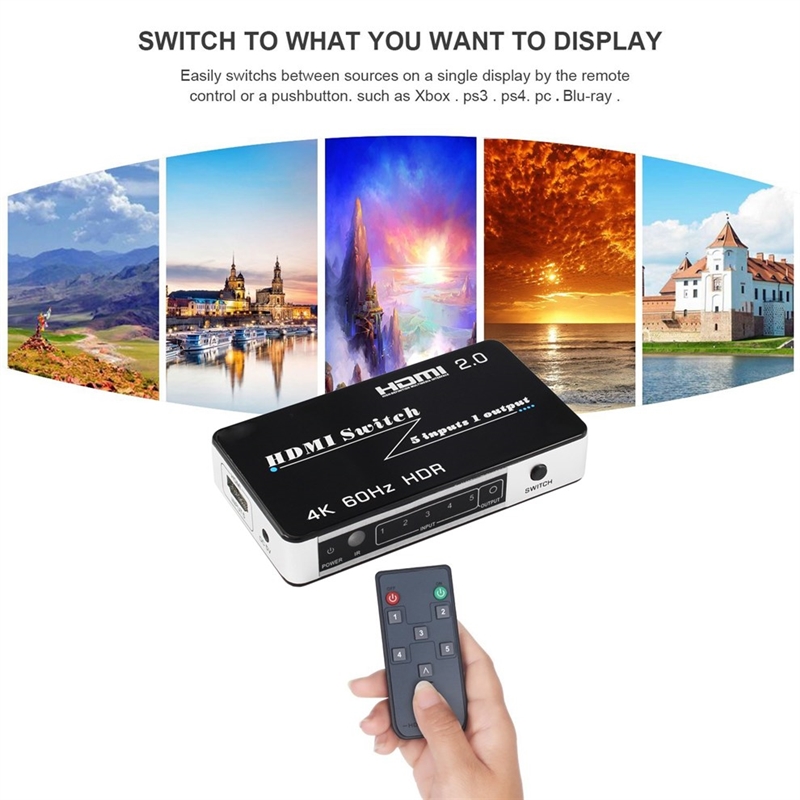 2020 Navceker 4K 60Hz HDMI 2.0 Switch 5x1 HDR UHD HDMI Swit - 图2