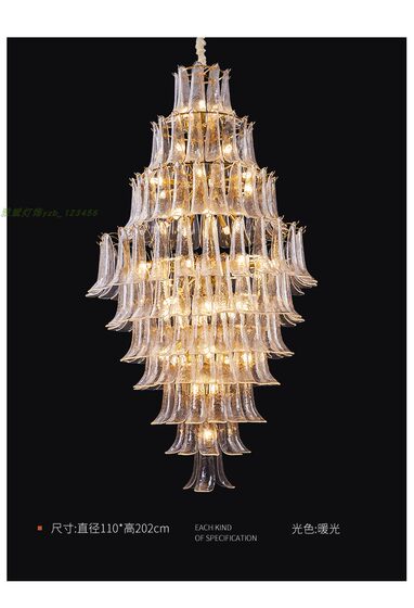 Duplex floor chandelier living room light luxury