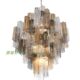 French light luxury glass staircase long chandelier Murano medieval atmosphere high-end living room empty villa duplex building
