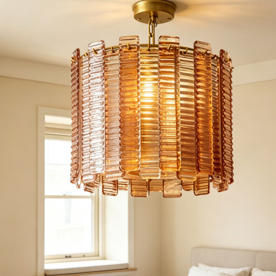 2026 new gradient glass chandelier American retro villa design bedroom bedside lamp model room decorative lamps