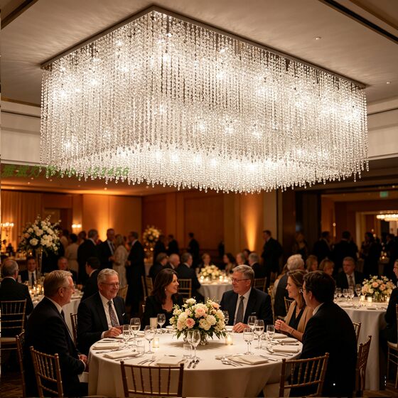 Crystal lamps for banquet rooms, light luxury square modern ceiling lamps, atmospheric engineering lamps for hotel clubs