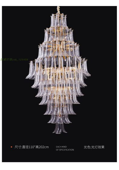 Duplex floor chandelier living room light luxury