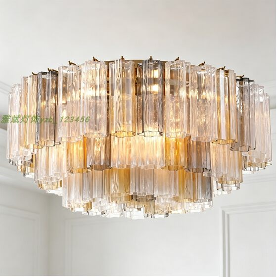 French light luxury medieval glass tube ceiling lamp modern simple living room bedroom high-end eye protection lamp