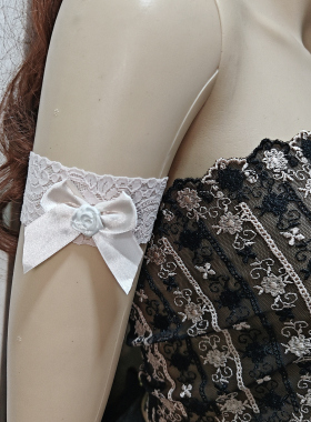 原创设计款蝴蝶结肤色蕾丝松紧臂环臂带胎记纹身遮盖手臂饰品单只