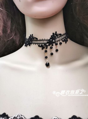 欧美复古蕾丝脖子项圈黑色锁骨链