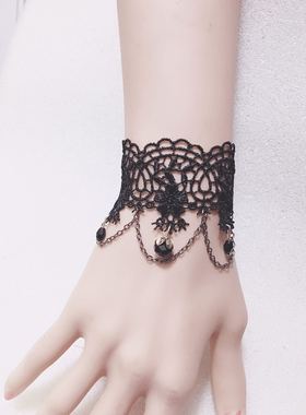 宽手链糖蕾丝复古水晶女