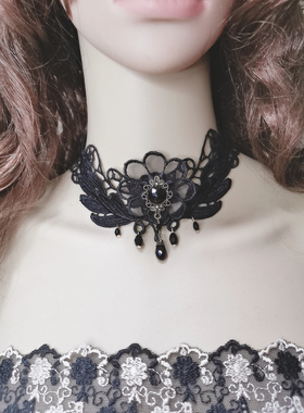 锁骨链复古项链黑色糖衣泡菜