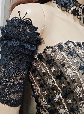 2025蕾丝松紧手臂套女遮疤纹身手臂带旅游摄影夜店装饰护臂 单只