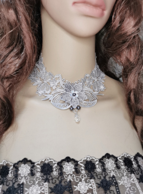 花朵欧美风银灰色项链糖珍珠吊坠