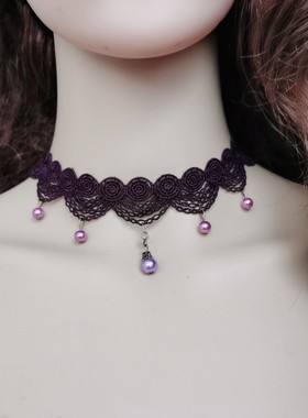 配饰品夜店蕾丝紫色晚礼服