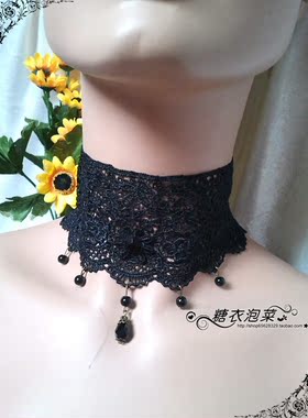 蕾丝围巾疤痕遮盖复古哥特风项链