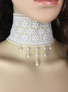 欧美韩国蕾丝短款夜店白色项圈