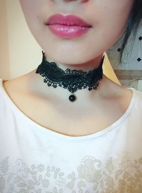 韩国镂空蕾丝短款白色项圈脖链