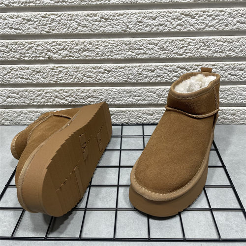 断码处理真皮雪地靴女冬季新款舒适百搭时尚加厚保暖厚底套筒棉靴 - 图2