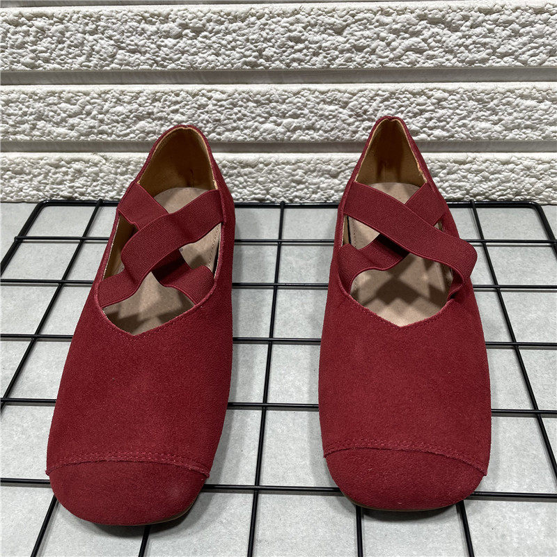 断码处理春季平底真皮玛丽珍鞋交叉松紧带气质一脚蹬芭蕾风女单鞋,淘宝优惠券,粉丝福利购,淘宝优惠卷