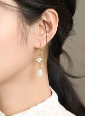 国潮复古兰花耳钩中国风耳饰新中式流苏耳环优雅气质旗袍汉服搭配