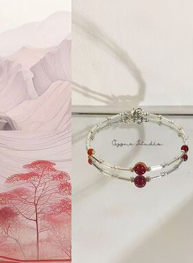 2024新中式“一缕红”天然竹节清冷感小众七夕礼物送女友细手链女