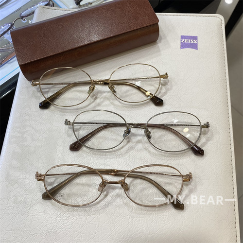 2025秋冬新品西太同款椭圆书呆子眼镜框复古文艺加厚雕刻镜圈眼镜 - 图0