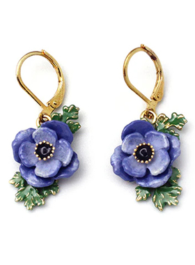 泰国百合花玫瑰绣球薰衣草丁香花蝴蝶兰勿忘我海葵郁金香耳钉耳环