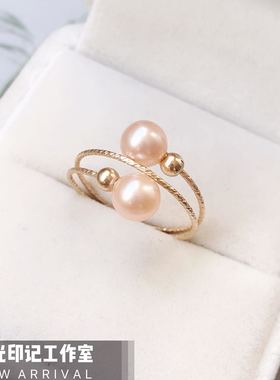 正圆无瑕强光粉金色天然淡水珍珠