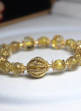 招财天然金发晶黄水晶手链