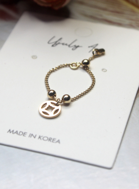 大吉招财铜钱戒指软链抽拉可调节