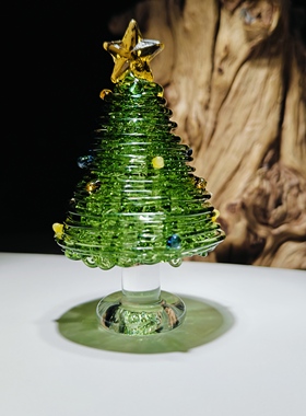 淄博琉璃手作绕丝圣诞树桌面摆件氛围感家居装饰品圣诞节生日礼物