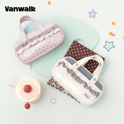 VANWALK手账屋 小众设计大容量裙边少女痛层笔袋学生二次元装饰高颜值铅笔文具便携多功能手提化妆收纳包痛包 - 图0