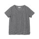 Small Town Moon/Shimu Mi original summer style 100% yarn-dyed linen plaid artistic versatile top T-shirt for women