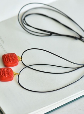 大黑天吊坠锁骨链纯银红砂朱砂