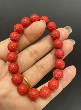 朱砂高含量精品红砂五帝钱手串朱