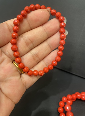 朱砂手串红砂刻面手串钻石面手链