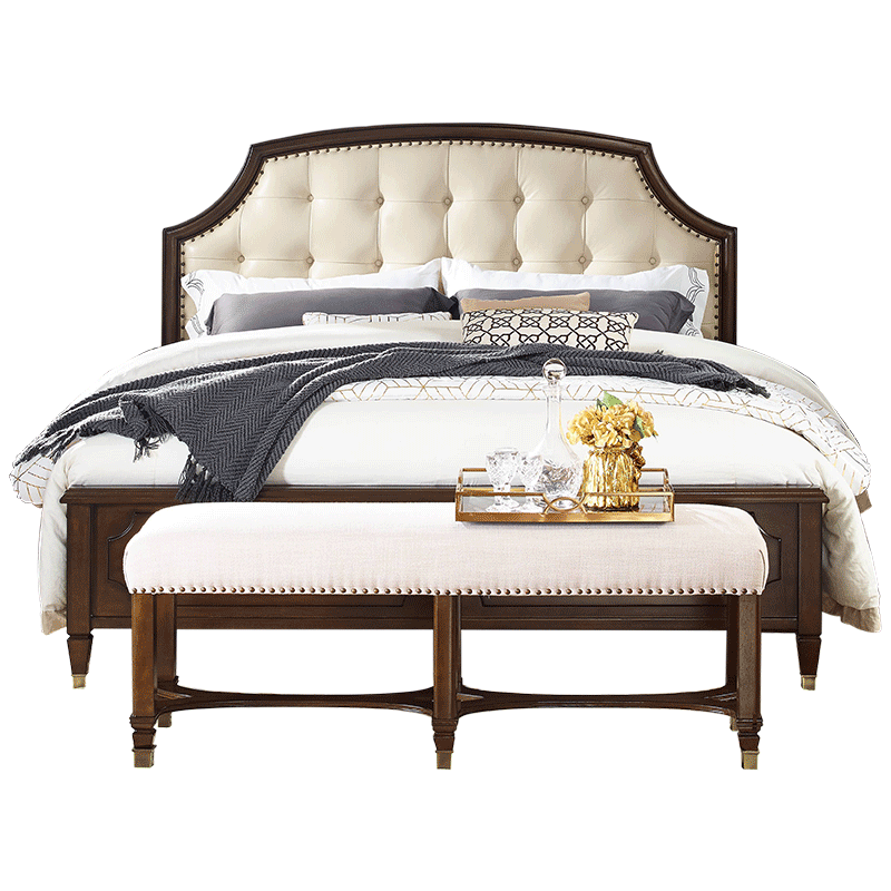 雅居格美式实木床主卧欧式双人床1.5 1.8米现代