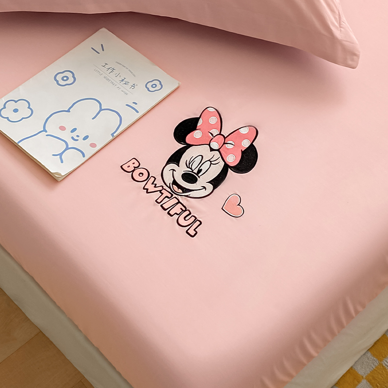 迪士尼纯棉床笠单件全棉床垫保护罩套全包床罩儿童床单枕套三件套