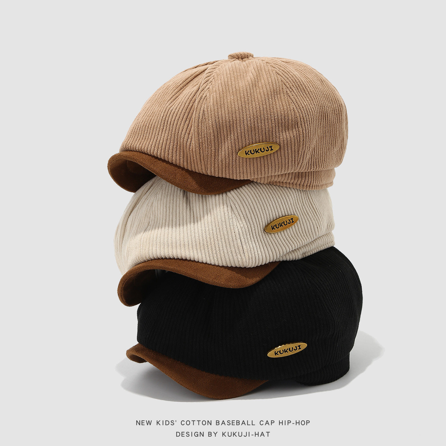 日系复古灯芯绒前进帽子儿童春秋百搭文艺报童帽小众画家帽鸭舌帽,淘宝优惠券,粉丝福利购,淘宝优惠卷