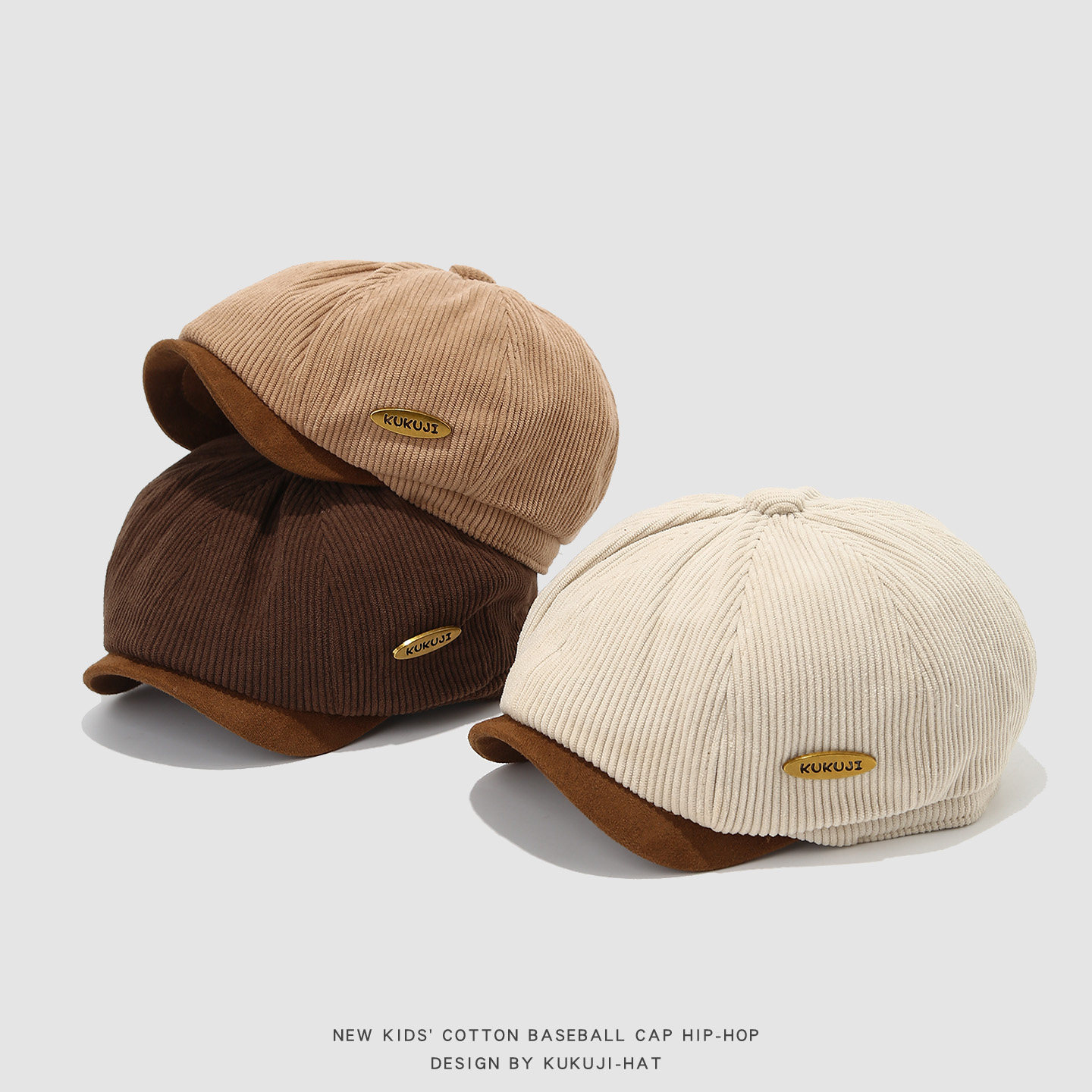 日系复古灯芯绒前进帽子儿童春秋百搭文艺报童帽小众画家帽鸭舌帽,淘宝优惠券,粉丝福利购,淘宝优惠卷