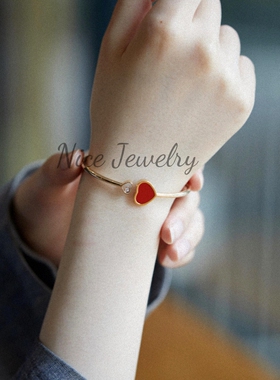 心形红玉髓气质简约桃心手环