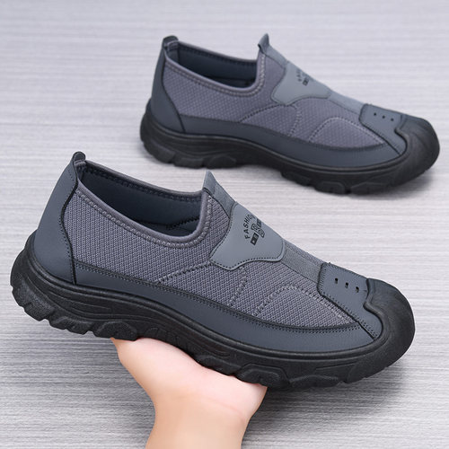 春秋老北京布鞋男新款软底防滑耐磨爸爸鞋休闲轻便一脚蹬懒人单鞋 - 图1